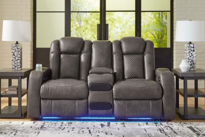 Fyne-Dyme Power Reclining Loveseat with Console - Dan Dan The Mattress Man (Midland, MI)