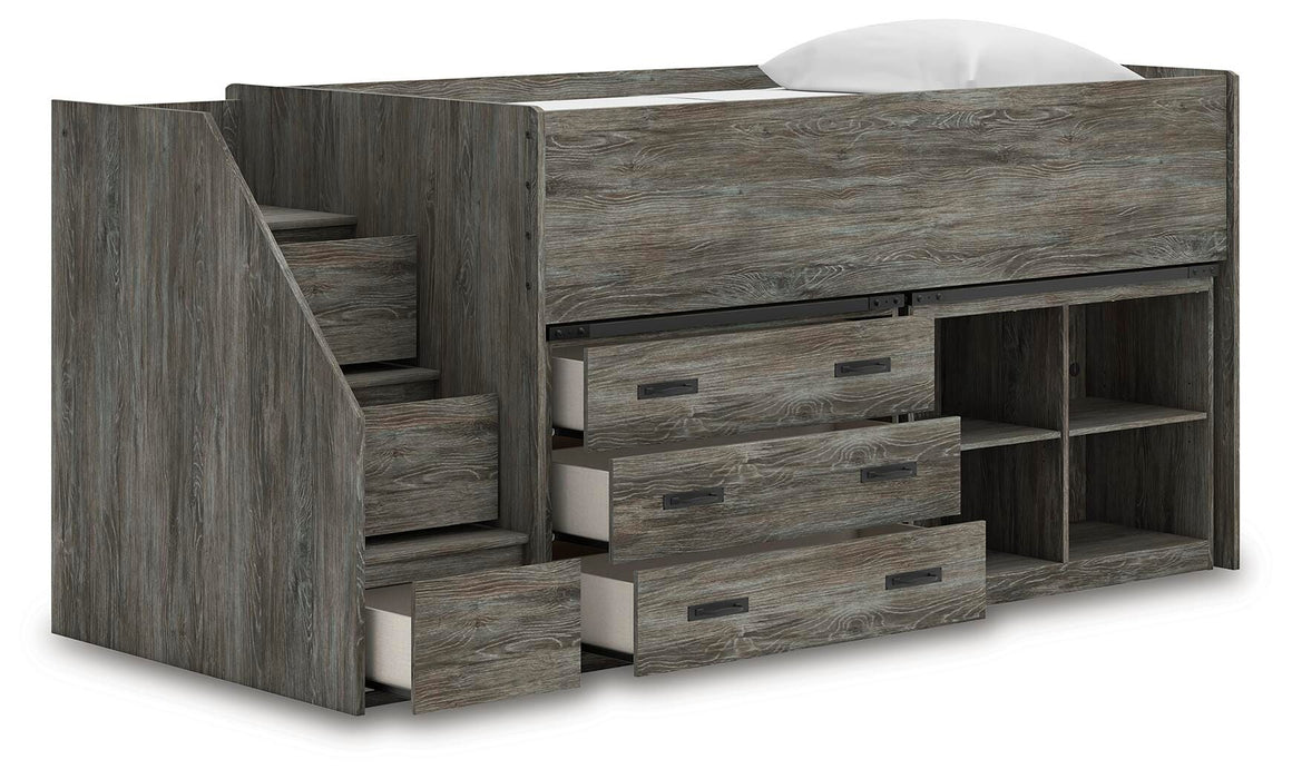 Frandern Loft Bed with Bookcase and Drawer Storage - Dan Dan The Mattress Man (Midland, MI)