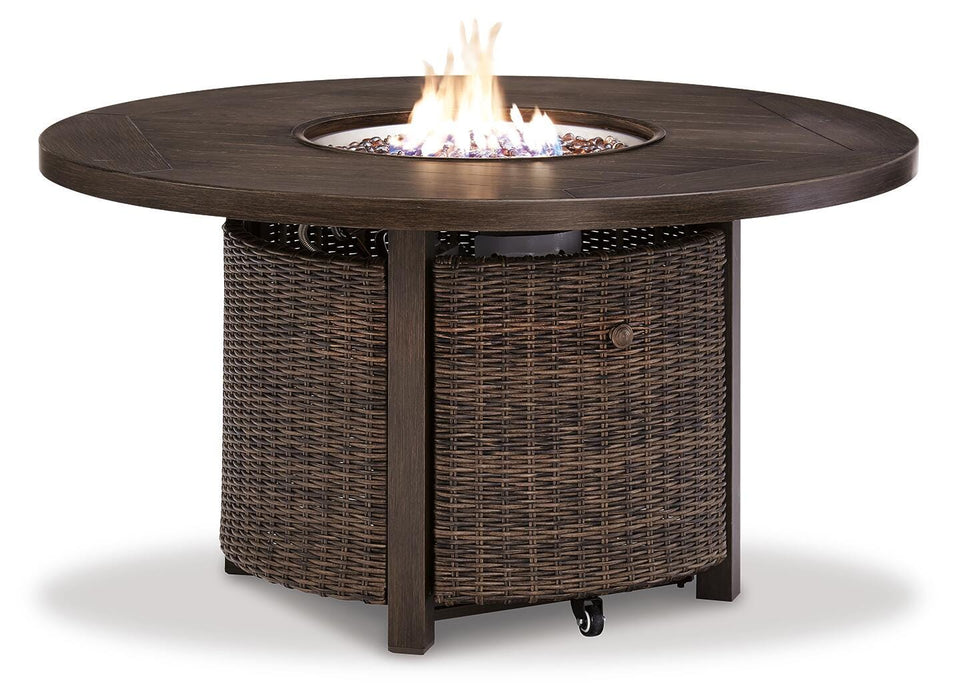 Paradise Trail Paradise Trail Fire Pit Table with 4 Nuvella Swivel Lounge Chairs - Dan Dan The Mattress Man (Midland, MI)