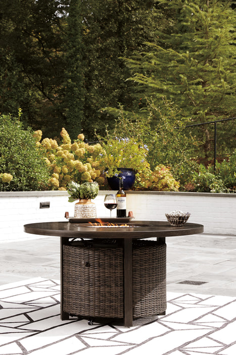 Paradise Trail Paradise Trail Fire Pit Table with 4 Nuvella Swivel Lounge Chairs - Dan Dan The Mattress Man (Midland, MI)