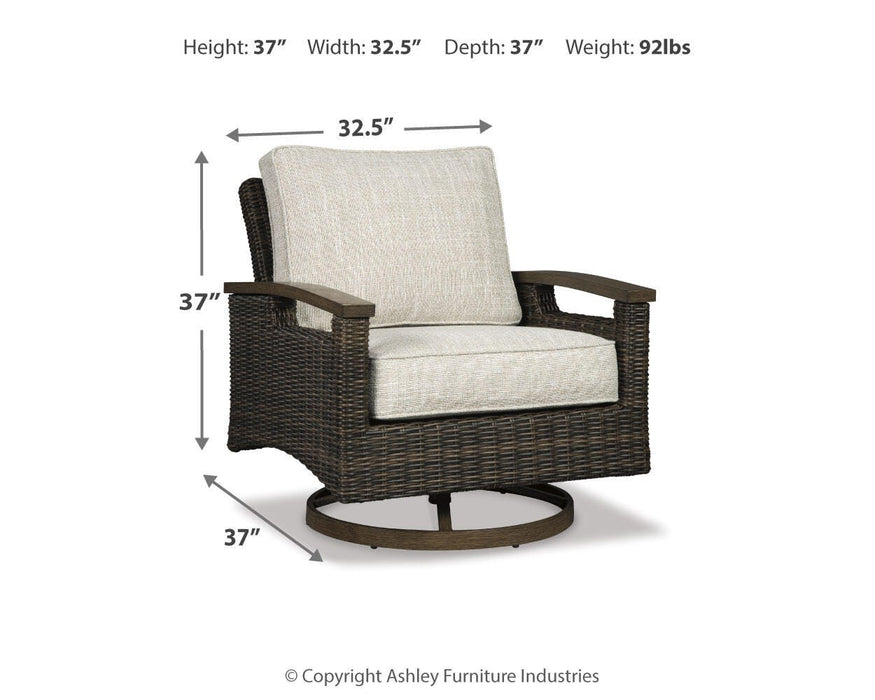 Paradise Trail Paradise Trail Fire Pit Table with 4 Nuvella Swivel Lounge Chairs - Dan Dan The Mattress Man (Midland, MI)